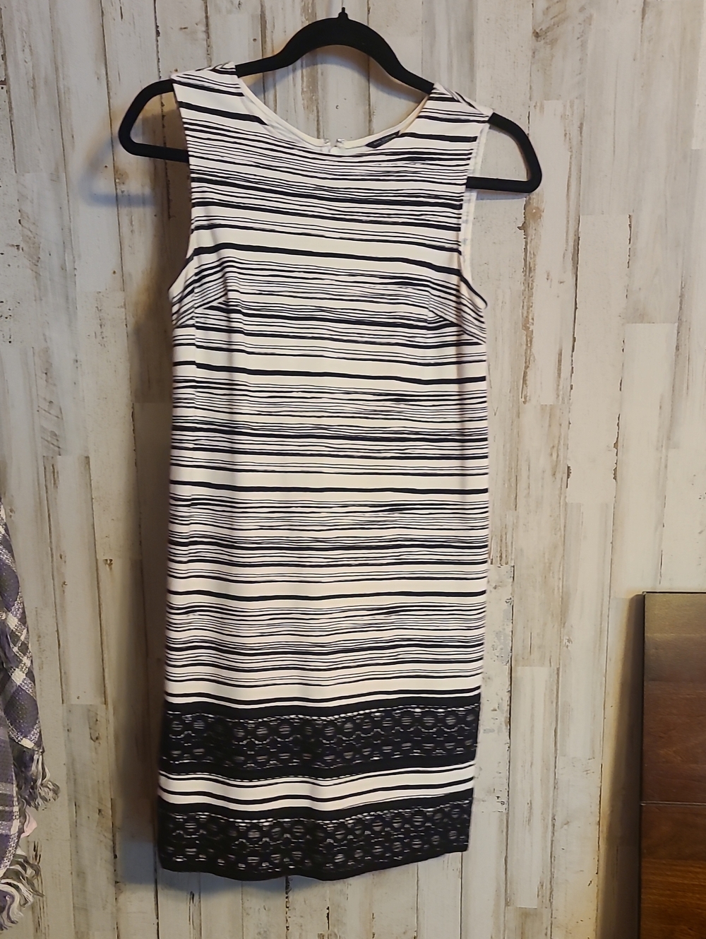 Ann Taylor Black and White Striped Midi Shift Dress